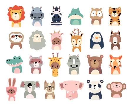 Set of wildlife animals is sleeping . Vector illustration . Stock Illustration