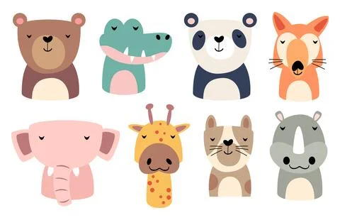 Set of wildlife animals is sleeping . Vector illustration . Stock Illustration