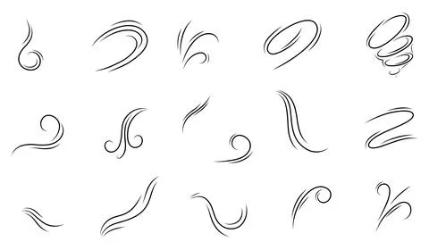 Set of wind blow set in doodle style, vector illustration on white backgrou.. Stock Illustration
