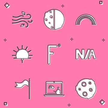 Set Wind, Eclipse of the sun, Rainbow, Sunrise, Fahrenheit, Not applicable Stockillustratie