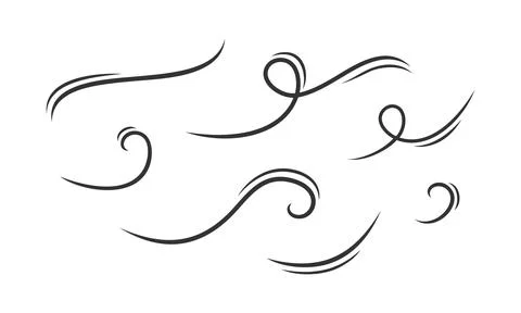 Set of wind motion elements on white background, vector illustration Stock Illustration