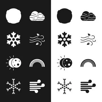 Set Wind, Snowflake, Moon, Fog and cloud, Eclipse of the sun, Rainbow,  and.. イラスト素材