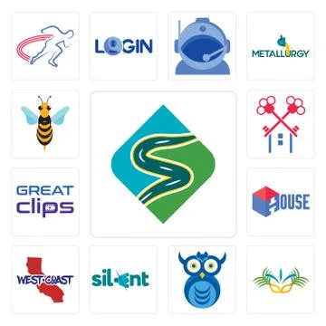 Set of winding road, carnaval, owl company, silent, west coast, house, great  Illustrazione stock gratuita