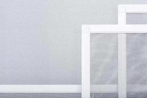 Set of window mosquito nets of different sizes, close up view Fotos Stock