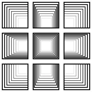 Set of window squares with perspective tending to the center, vector perspective Stock Illustration