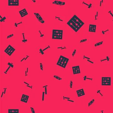 Set Windscreen wiper, Car headlight, Hammer and settings on seamless pattern Stock Illustration