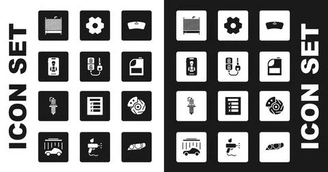 Set Windshield, Car key with remote, Online car services, radiator cooling Ilustración de archivo