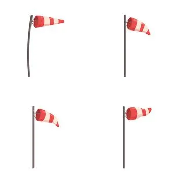 Set of windsocks showing different wind directions Stock Illustration