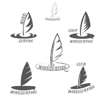 Set. windsurfing logo vector illustration Stock Illustration
