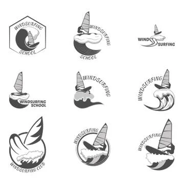 Set. windsurfing logo vector illustration Stock Illustration