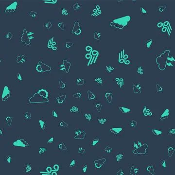 Set Windy weather, Cloud, Sun and cloud and Storm on seamless pattern. Vector イラスト素材