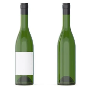 Set of wine bottles with empty blank isolated on white background. 3d rendering Stock Illustration
