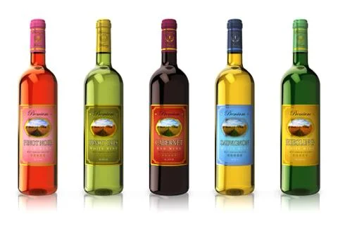 Set of wine bottles Stock Illustration