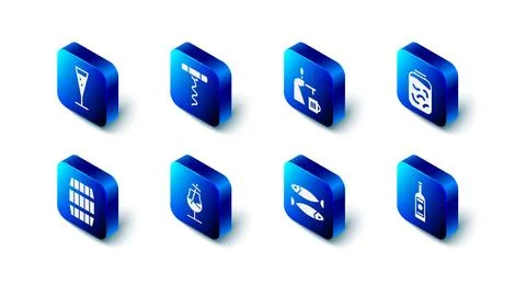 Set Wine corkscrew, Beer tap with glass, Pickled cucumbers jar, Glass bottl.. Stock Illustration