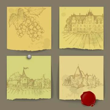 Set of wine elements Stock Illustration