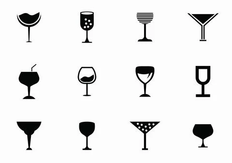 Set of Wine glass vector icon Stock Illustration