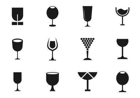 Set of Wine glass vector icon Stock Illustration