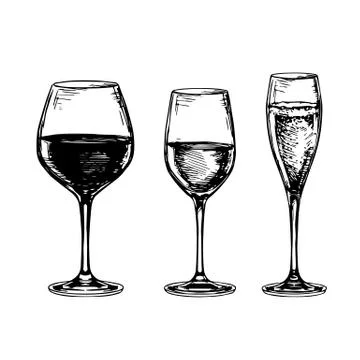 Set of wine glasses. Stock Illustration