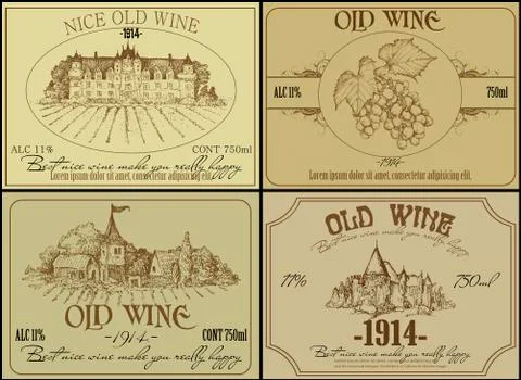 Set of wine labels Stock Illustration