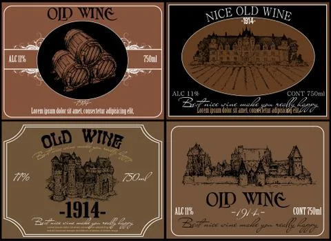 Set of wine labels Illustrazione stock