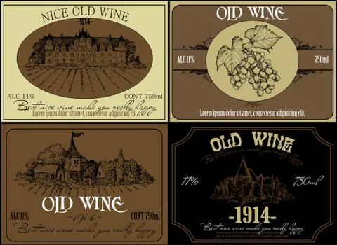 Set of wine labels Stock Illustration