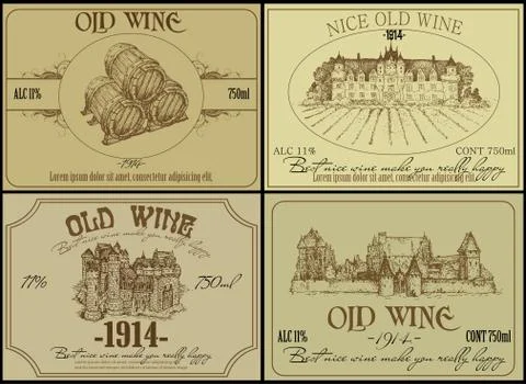 Set of wine labels Stock Illustration