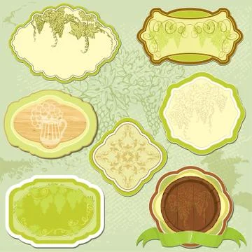 Set for wine labels or menu design. Illustrazione stock