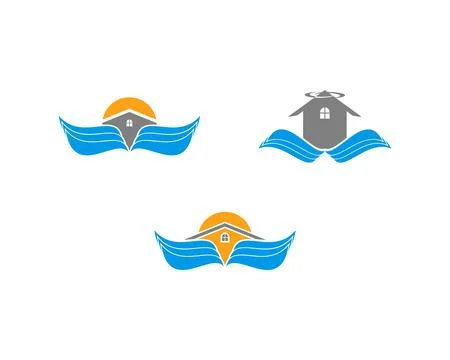 Set of Wing House Vector Logo Stock Illustration