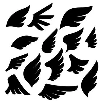 Set of the wing icons. Design element for poster, emblem, sign, logo, label.  Stock Illustration