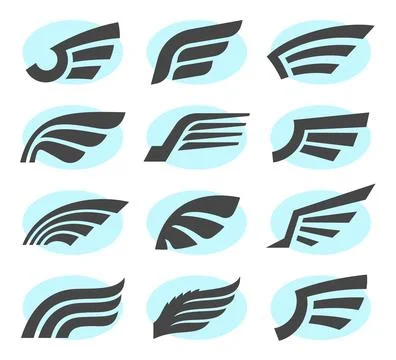Set of wing signs design elements Stock Illustration