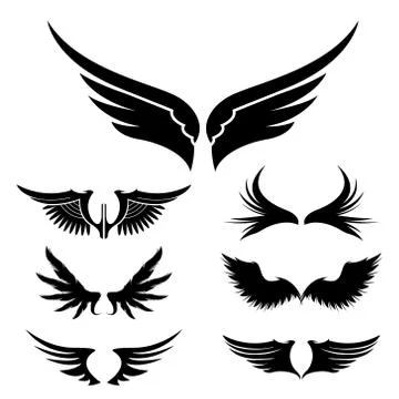 Set of Wing Simple logo or sign icon element Vector illustration. Stock Illustration