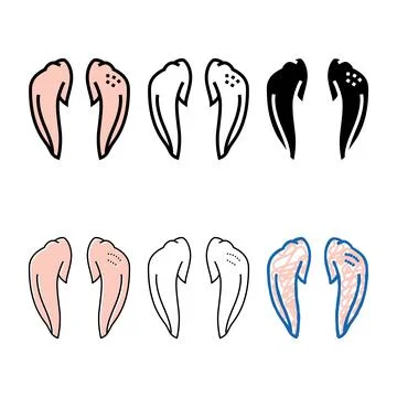 Set wing tip chicken color icon vector Stock Illustration