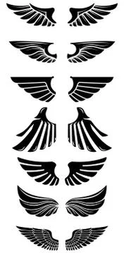 Set of wings icons. Design elements for logo, label, emblem, sign. Vector ill Stockillustratie