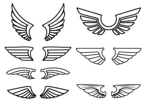 Set of wings icons. Design elements for logo, label, emblem, sign. Vector ill Stockillustratie
