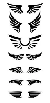Set of wings icons. Design elements for logo, label, emblem, sign. Vector ill Illustrazione stock