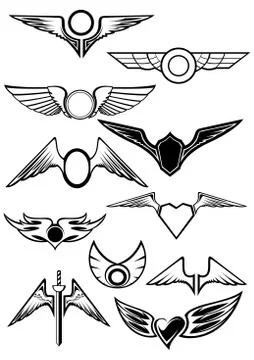 Set of wings icons Illustrazione stock