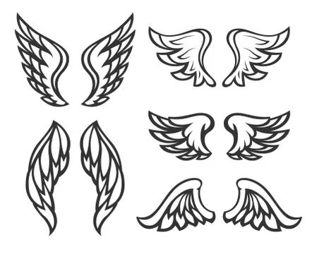 Set of wings tattoo Stock Illustration