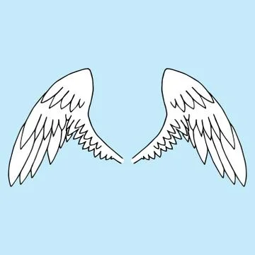 Set wings. Vector illustration wings. Hand drawn angel wings set. Stock Illustration