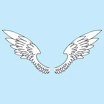 Set wings. Vector illustration wings. Hand drawn angel wings set. Stock Illustration