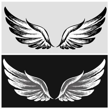Set Wings,hand drawing Stock Illustration