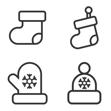 Set of winter and christmas vector line icons. Vector illustration isolated o Stock Illustration
