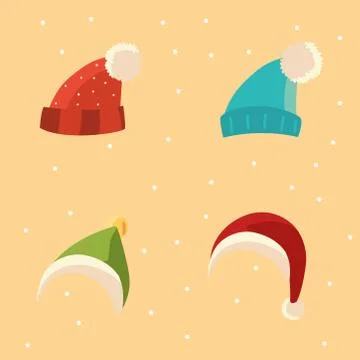 Set of winter clothes warm accessories icons Illustrazione stock