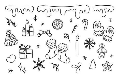 Set winter doodle vector Stock Illustration