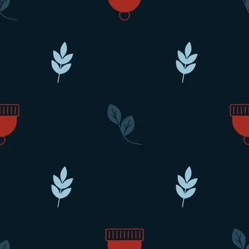 Set Winter hat, Leaf and on seamless pattern. Vector Stockillustratie