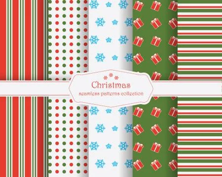 Set of winter holiday seamless patterns Illustrazione stock