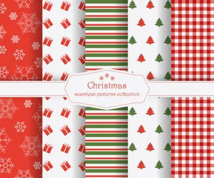 Set of winter holiday seamless patterns Stock Illustration