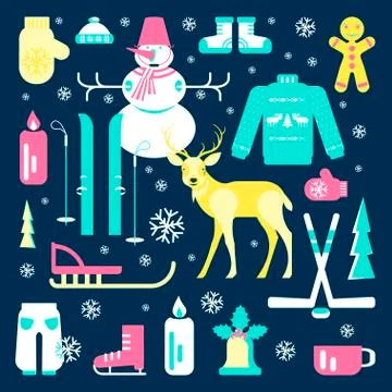 Set of winter icons Stock Illustration