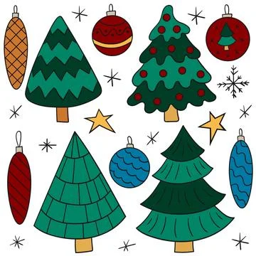 Set of winter illustrations in hand drawing style Illustrazione stock