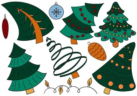 Set of winter illustrations in hand drawing style イラスト素材