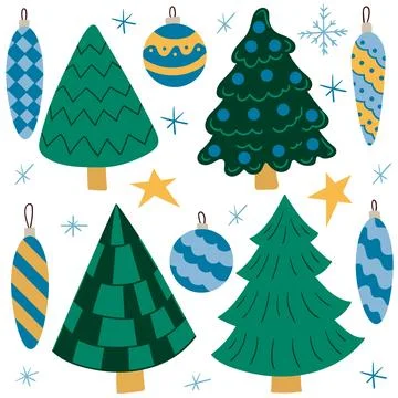 Set of winter illustrations in hand drawing style Illustrazione stock